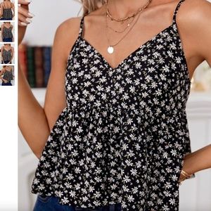 SHEIN Ditsy Floral Peplum Cami Top